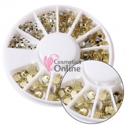 Carusel 3D pentru unghii C081 cu strasuri din Cristale Auriu White 400 buc 1,5-5mm